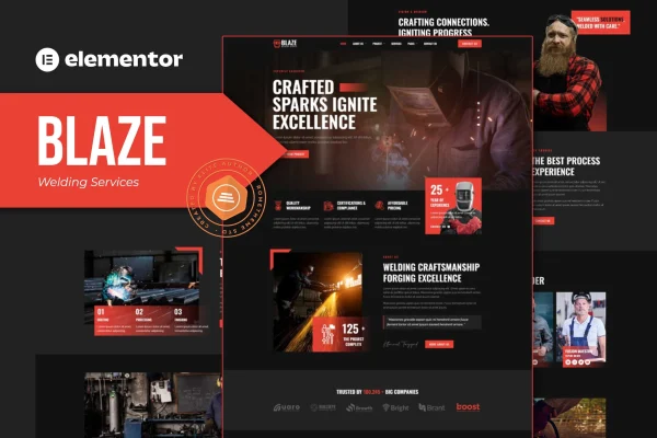 Blaze welding services Elementor template kit cover image