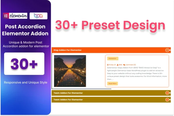 Blog Post Accordions plugin banner for Elementor