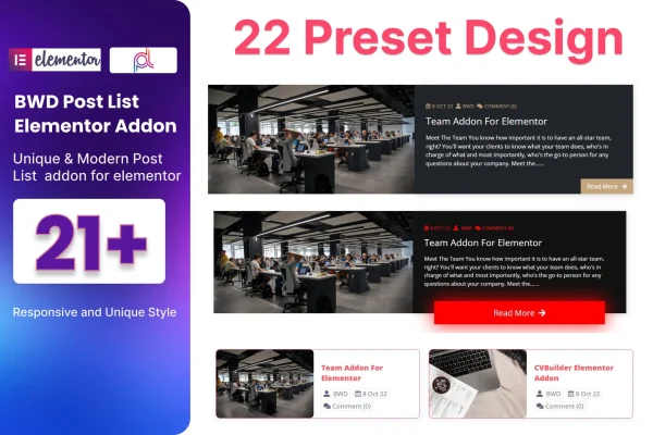 Blog Post List Addon For Elementor plugin banner with post list layouts