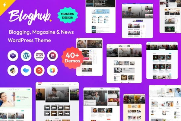 BlogsHub blog and magazine WordPress theme with AI writer cover image