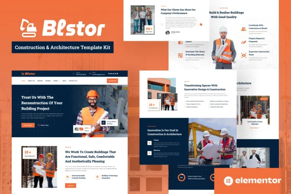 Blstor construction and architecture Elementor template kit preview