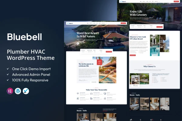 Bluebell hotel and resort WordPress theme preview
