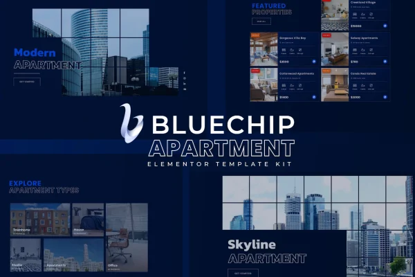 Bluechip apartment and property Elementor template kit preview