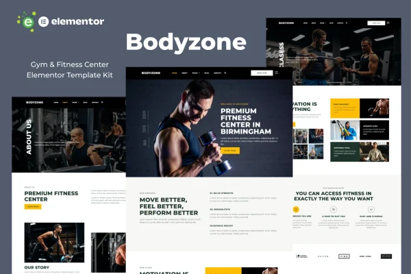 Bodyzone gym and fitness center Elementor template kit preview