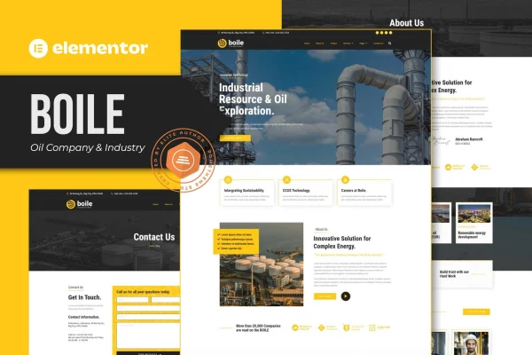 Boile oil company and industry Elementor template kit preview