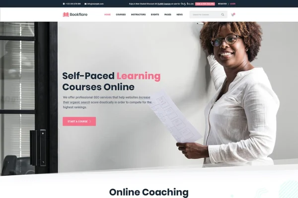 Bookflare education and LMS WordPress theme cover image
