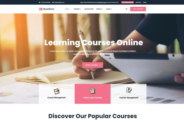 Bookflare education and online learning Elementor template kit cover