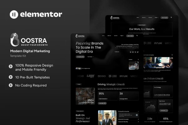 Boostra digital marketing Elementor template kit preview
