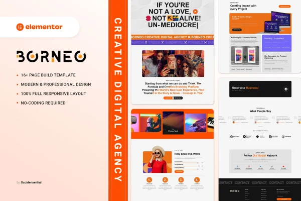 Borneo creative digital agency Elementor template kit cover image