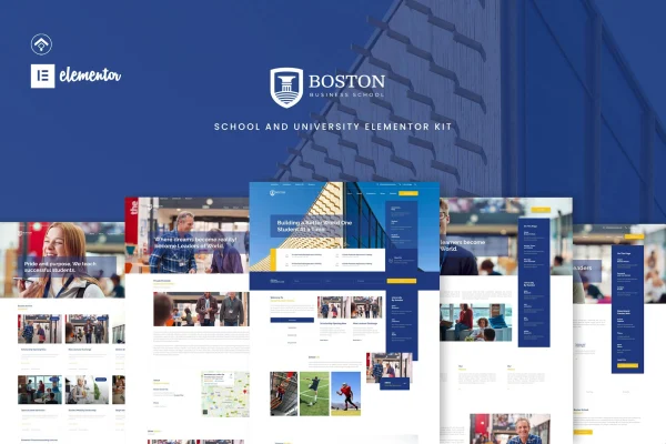 Boston school and university Elementor template kit preview