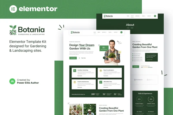 Botania gardening and landscaping Elementor template kit preview