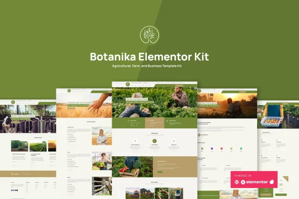 Botanika agricultural farm and business Elementor template kit preview