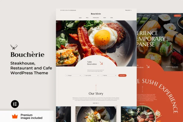 Boucherie restaurant and cafe WordPress theme preview