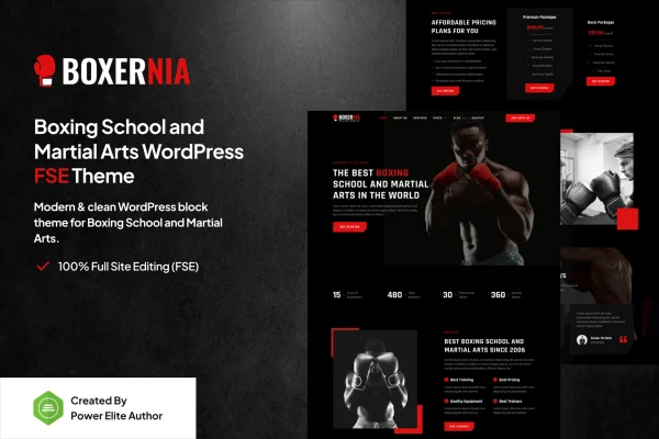 Boxernia boxing school and martial arts WordPress theme preview