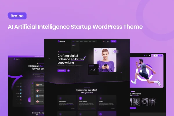 Braine AI and tech software WordPress theme preview