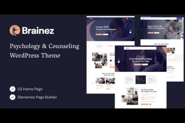 Brainez psychology and counseling WordPress theme preview