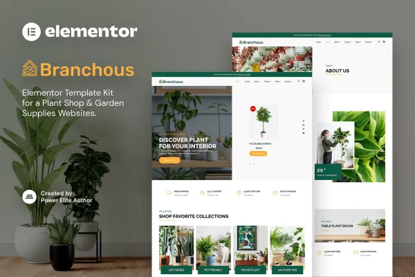 Branchous plant and garden store Elementor template kit preview