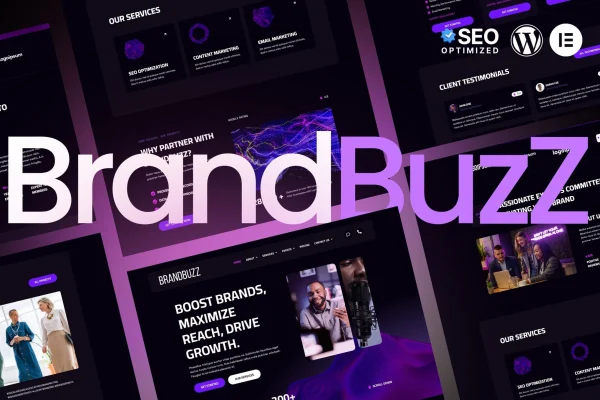 BrandBuzz digital agency Elementor template kit preview