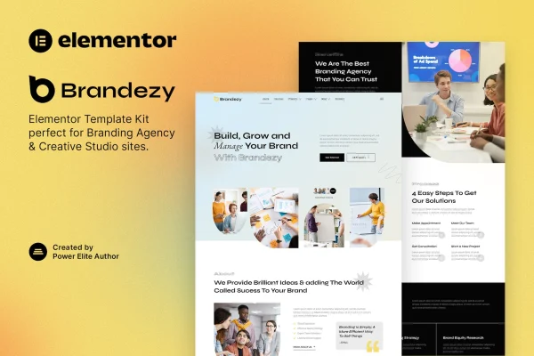 Brandezy branding agency and creative studio Elementor template kit preview