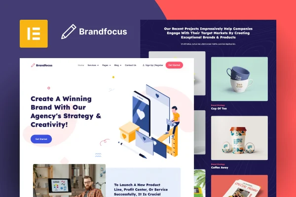 Brandfocus branding agency Elementor template kit preview