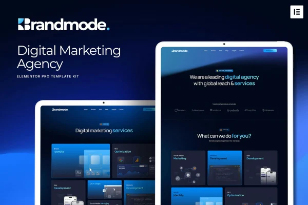 Brandmode digital marketing agency Elementor template kit preview