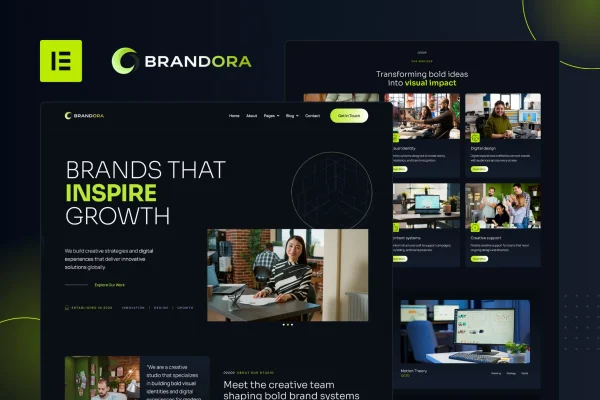 Brandora creative agency Elementor template kit preview