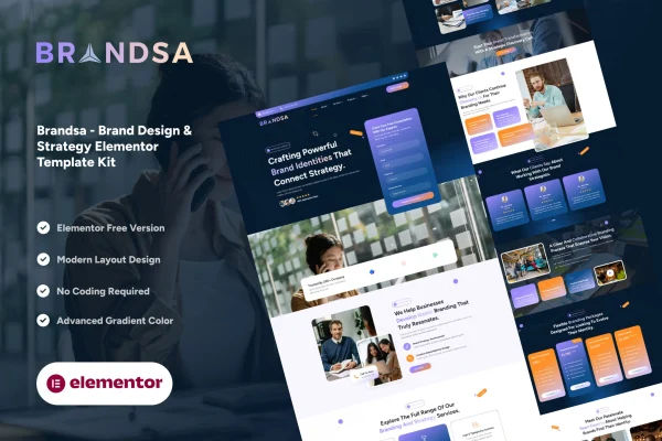 Brandsa brand design and strategy Elementor template kit preview