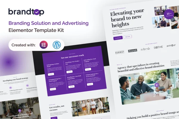 Brandtop branding and advertising Elementor template kit preview