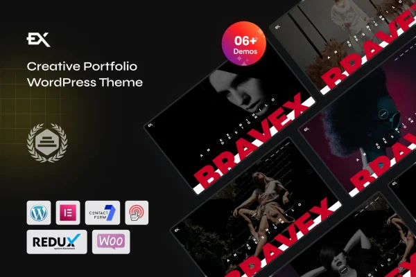 Bravex creative portfolio WordPress theme preview