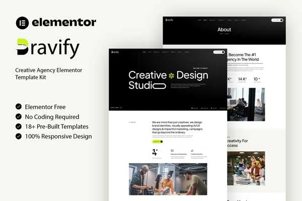 Bravify creative agency Elementor template kit preview