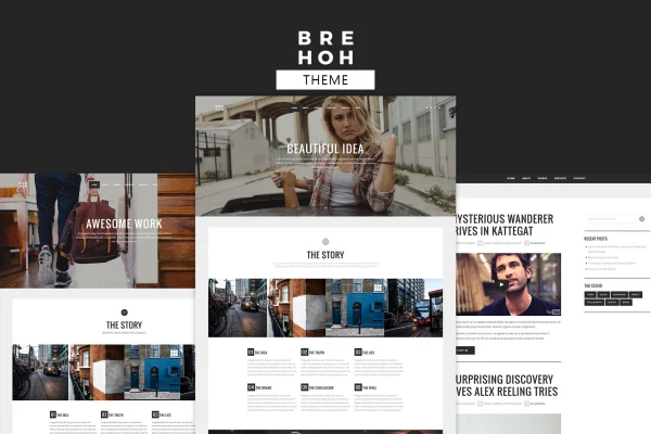 Brehoh one-page portfolio WordPress theme preview