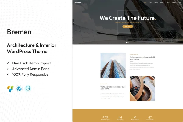 Bremen architecture and interior design WordPress theme preview
