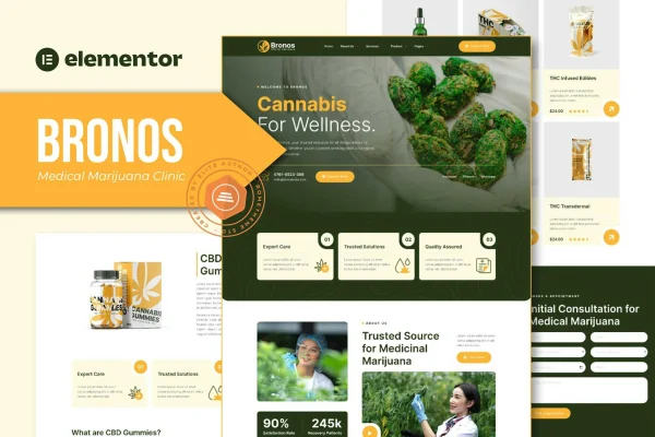 Bronos medical marijuana Elementor template kit preview