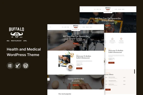 Buffalo cafe and restaurant WordPress theme preview
