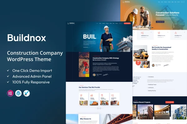 Buildnox construction company WordPress theme preview