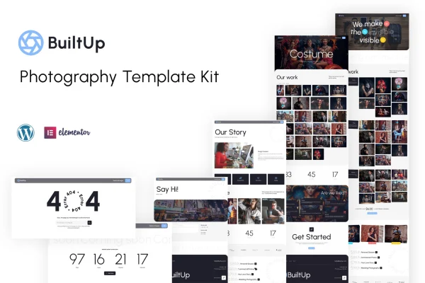 BuiltUp photography template kit preview for Elementor
