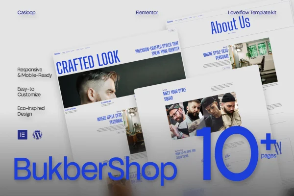 Bukber salon and barbershop Elementor template kit preview