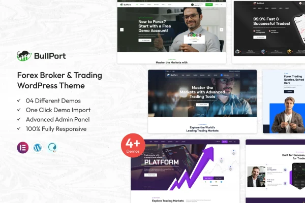 BullPort Forex broker and trading WordPress theme preview