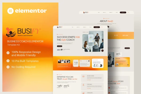 Busify business coach Elementor template kit cover image
