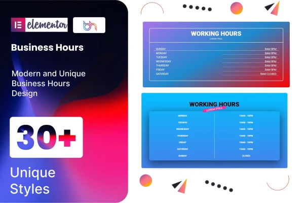 Business Hours addon for Elementor plugin banner