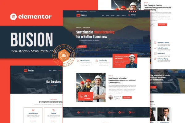 Busion industrial and manufacturing Elementor template kit preview