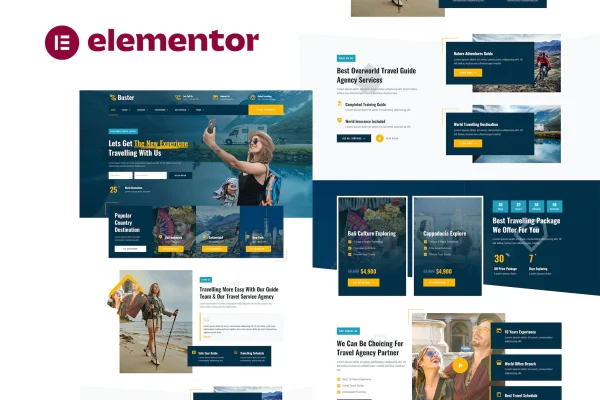 Buster tour guide and travel agency Elementor template kit preview