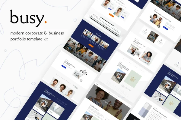 Busy corporate and business portfolio Elementor template kit preview