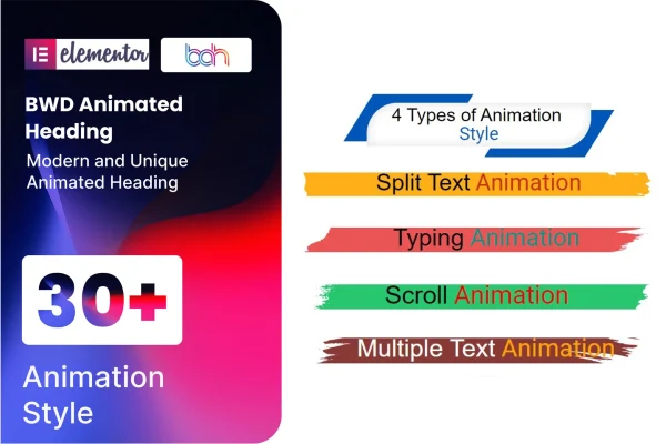 BWD Animated Heading addon for Elementor plugin banner