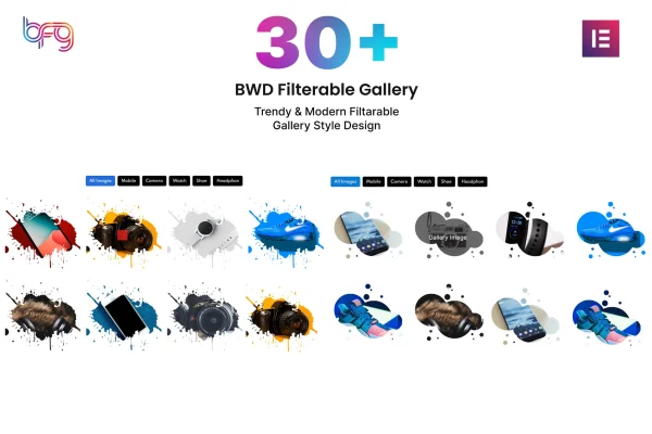 BWD Filterable Gallery plugin banner for Elementor