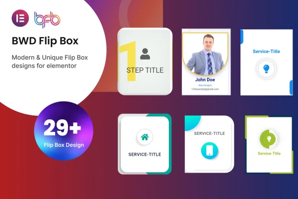 BWD Flip Box plugin banner for Elementor