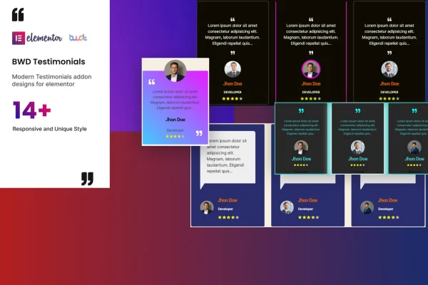 BWD Testimonials addon for Elementor plugin banner
