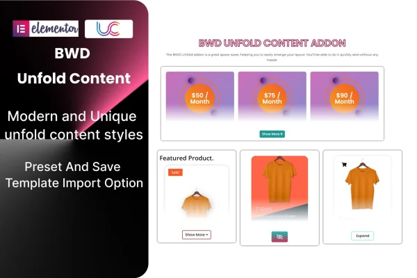 BWD Unfold Content addon for Elementor plugin banner