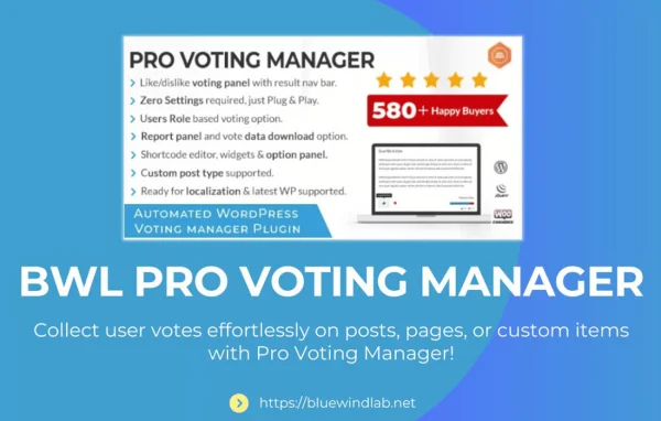 BWL Pro Voting Manager WordPress polling plugin banner
