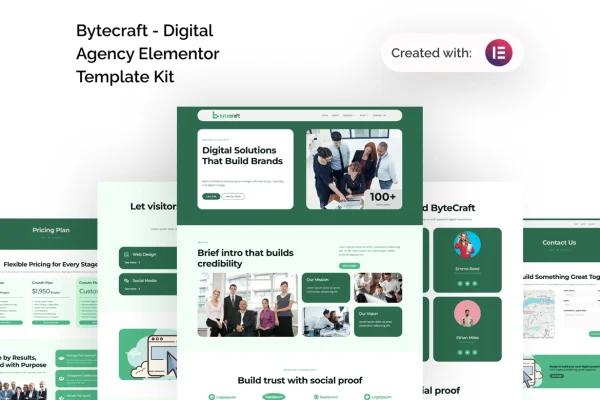 Bytecraft digital agency Elementor template kit preview